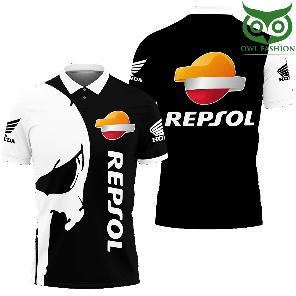 71 Repsol Honda black skull 3D Printed Polo shirts
