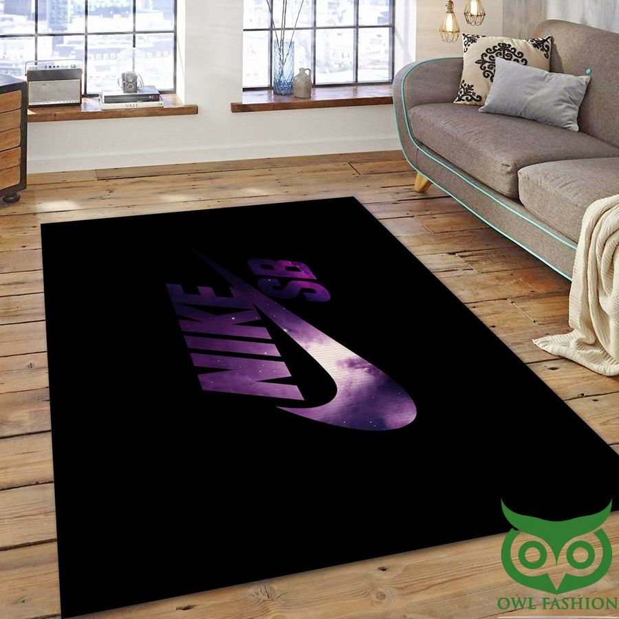 71 Luxury Fashion Brand Nike Galaxy Purple on Black Theme Carpet Rug