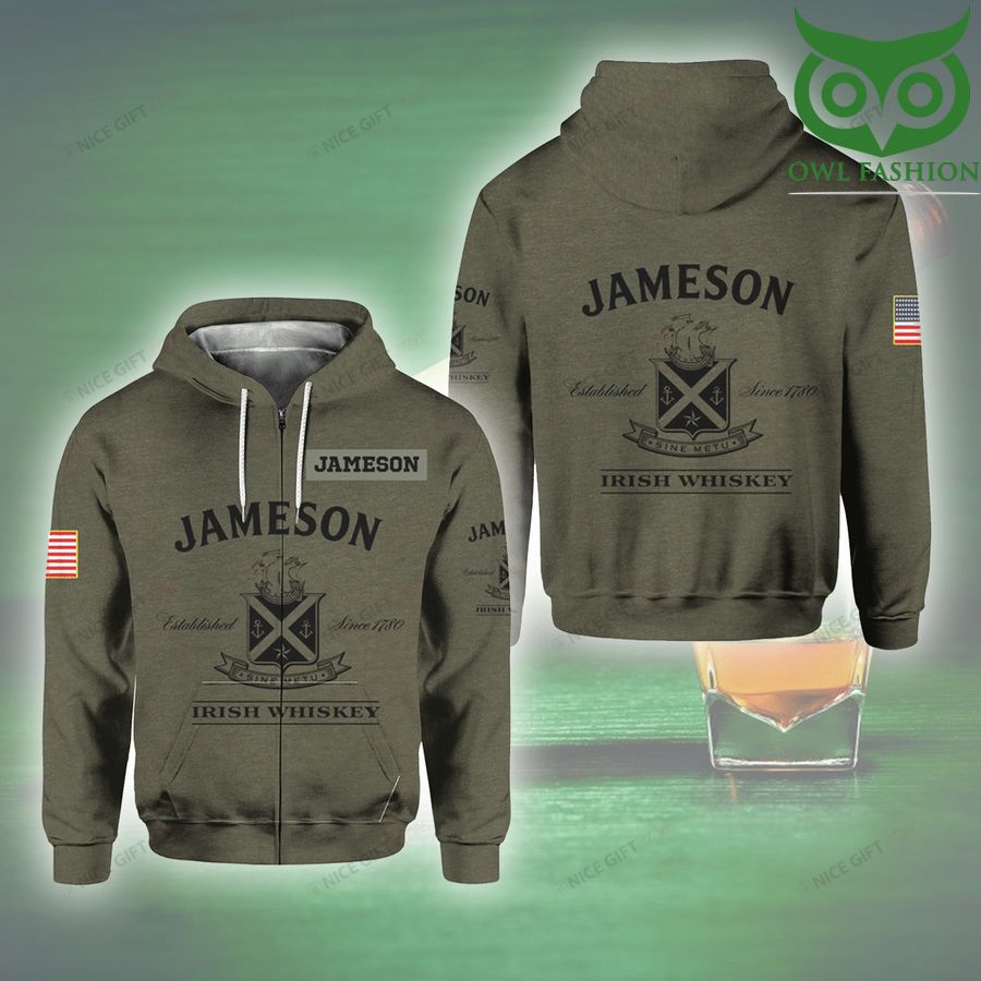 210 Jameson Irish Whiskey grey 3D Zip Hoodie