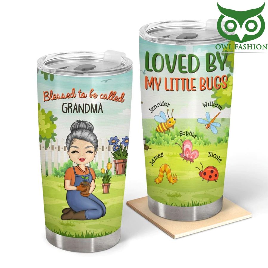 284 Personalized Loved By My Little Bugs Gardening Lady Tumbler cup
