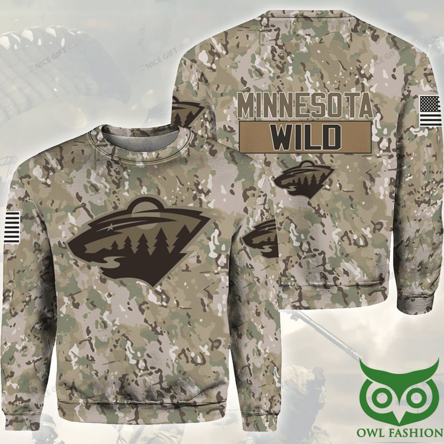 246 NHL Minnesota Wild Camouflage Crewneck Sweatshirt