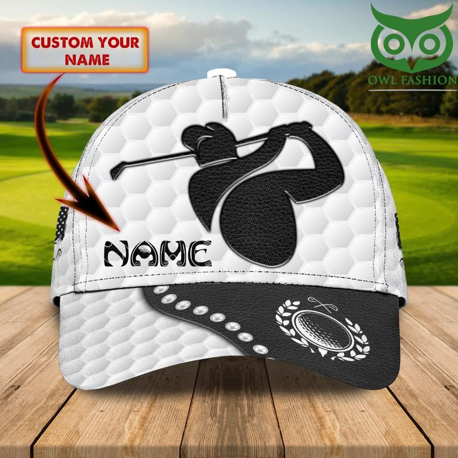 GolfPersonalized Name black and white classic Cap 
