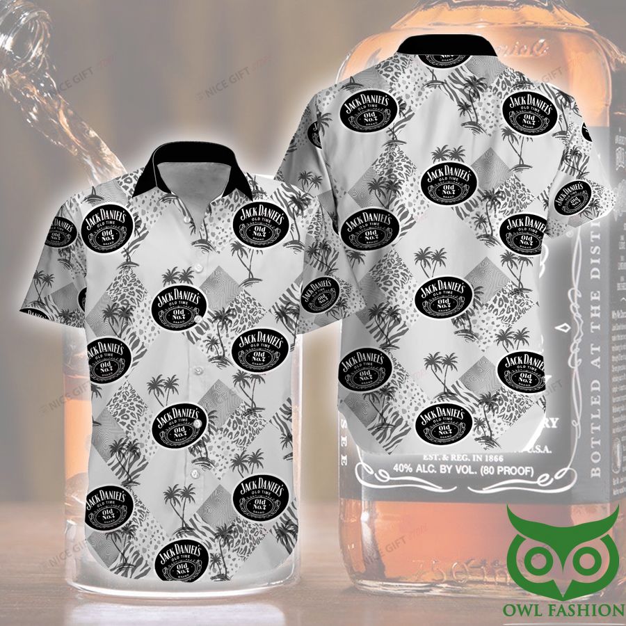 Jack Daniel's Black and Gray Hawaiian Shirt