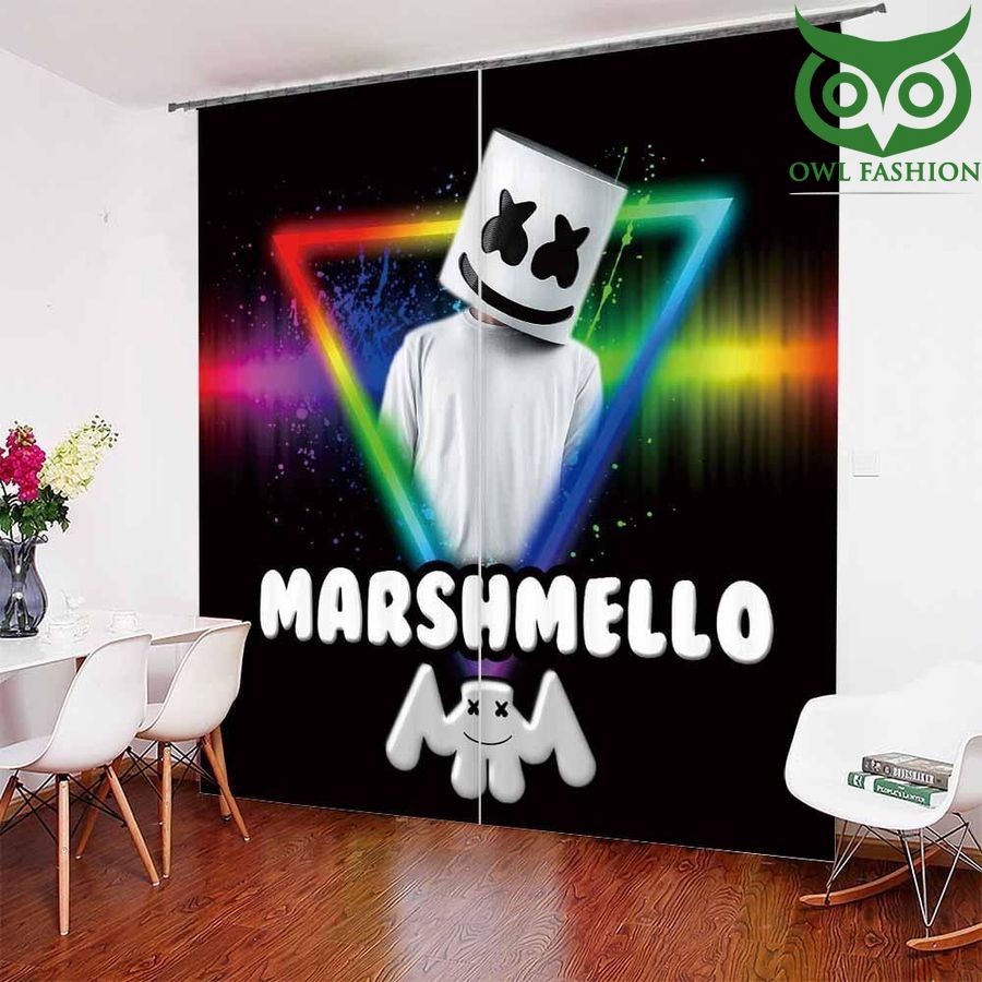 Colorful Neon Triangle Marshmello Shower Curtain Waterproof 