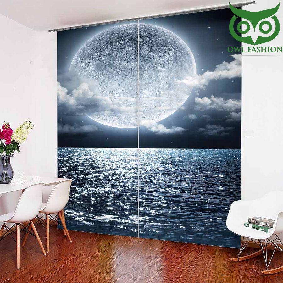 Moonlight Reflection On Ocean room decoration shower curtains