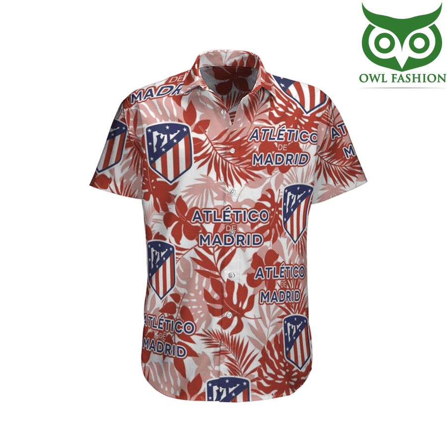 Atletico de Madrid red floral Hawaiian shirt 