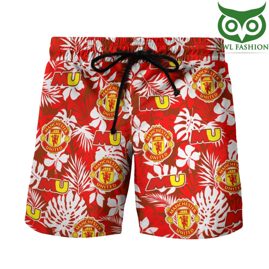 Manchester United bright red floral Hawaiian beach short 