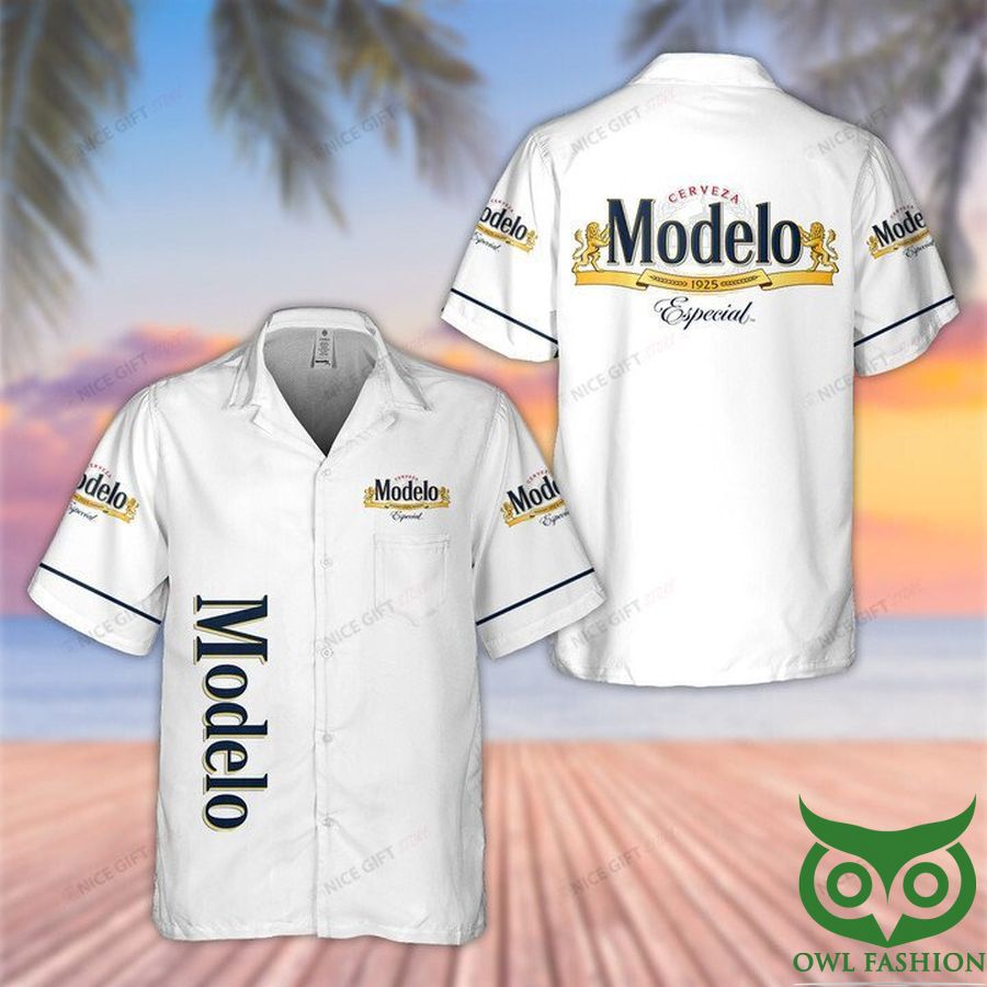 Modelo White with Logo Hawaiian Shirt
