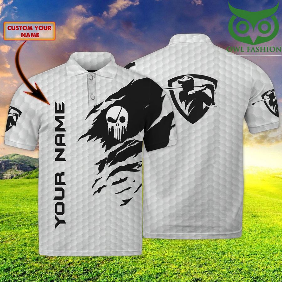 Golf skull Personalized Name 3D Polo Shirt 