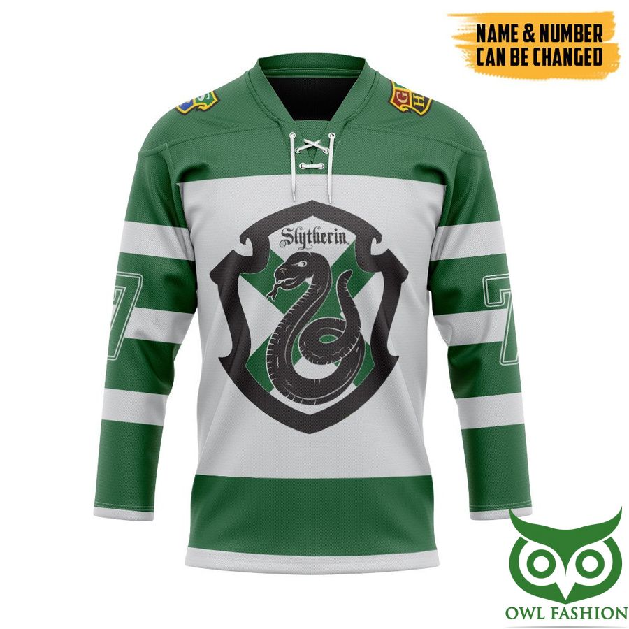 Harry Potter Slytherin Custom Name Number Green Hockey Jersey