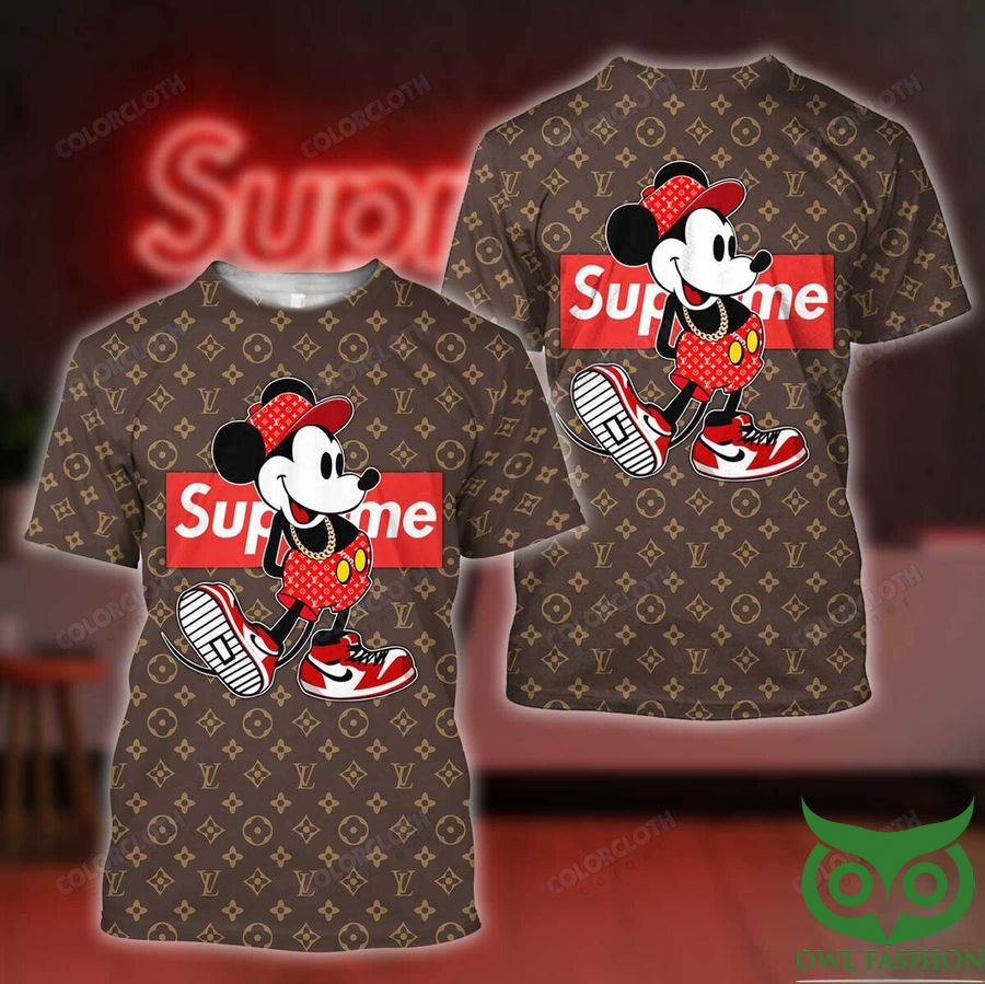 Luxury Louis Vuitton Supreme Mickey Mouse 3D T-shirt