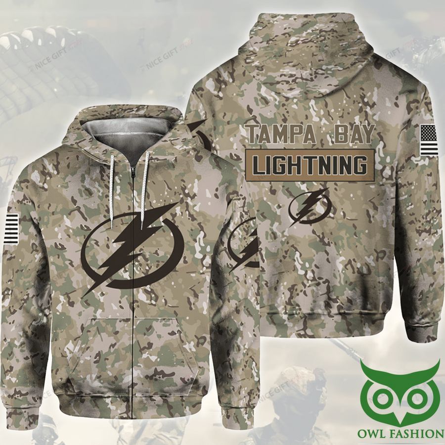 NHL Tampa Bay Lightning Camouflage 3D Zip Hoodie