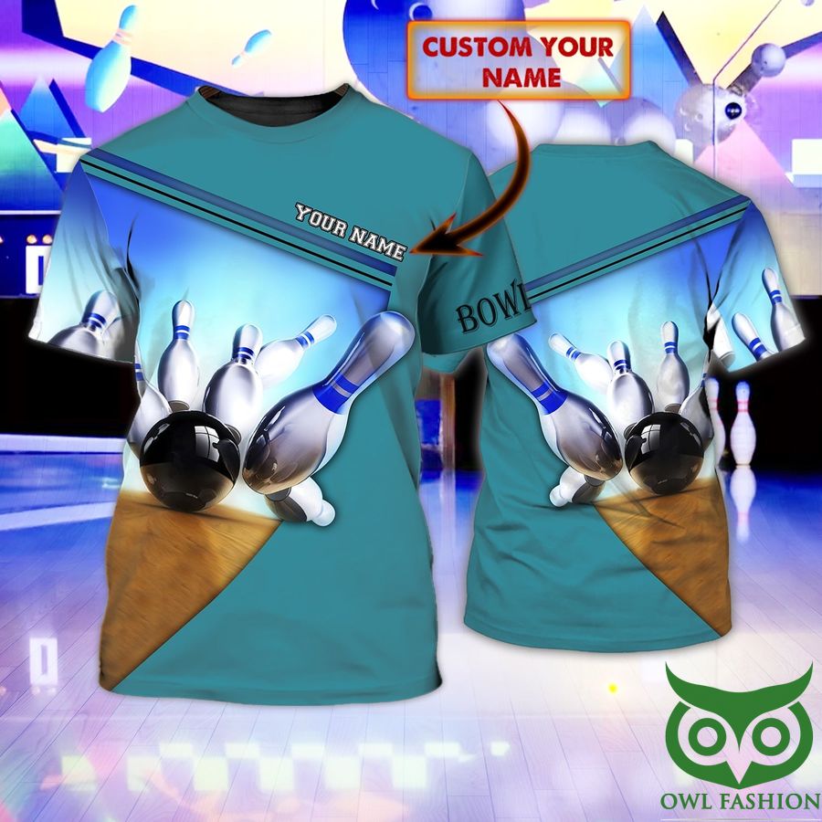 Custom Name Bowling Dark Turquoise 3D Shirt