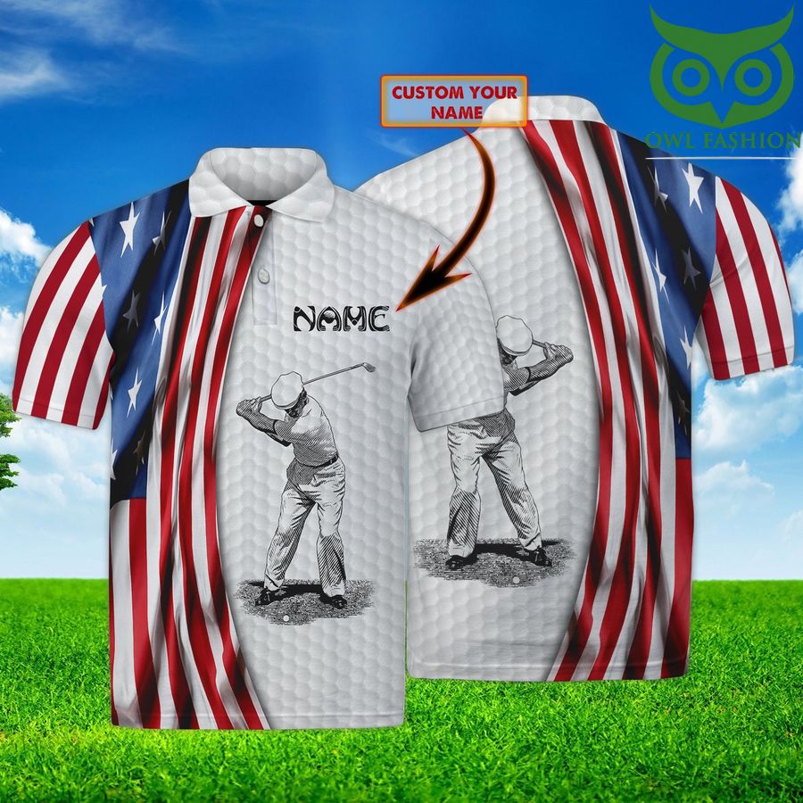 Golf USA Personalized Name 3D Polo Shirt