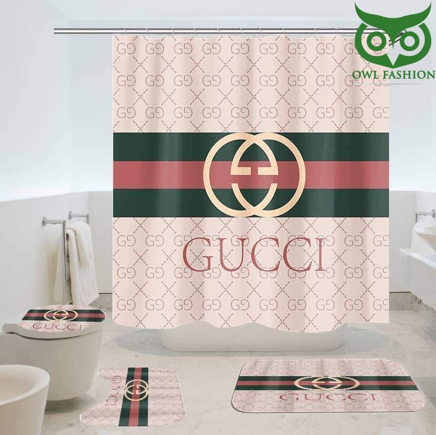 Gucci Gold Shower Curtain Waterproof Mat set Window Curtains