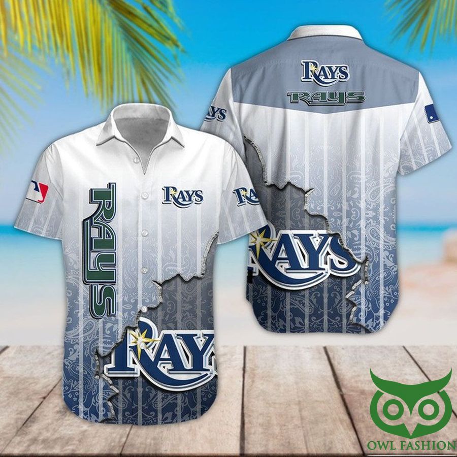 Tampa Bay Rays Blue White Patterns Hawaiian Shirt