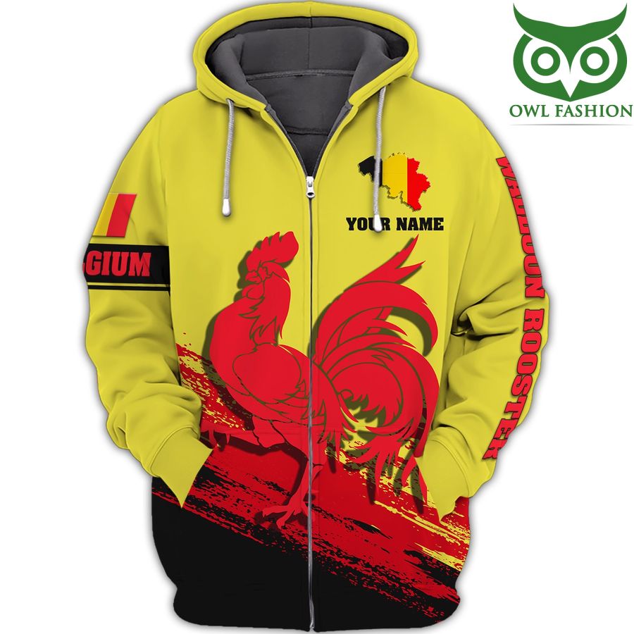 Walloon Rooster Belgium Personalized Name 3D Hoodie