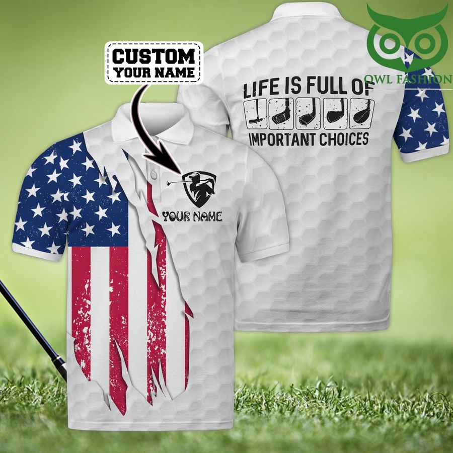 Golf Life is full of important choices Personalized Name 3D Polo Shirt 
