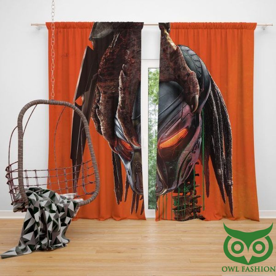 The Predator Movie Sci Fi Orang Red Window Curtain