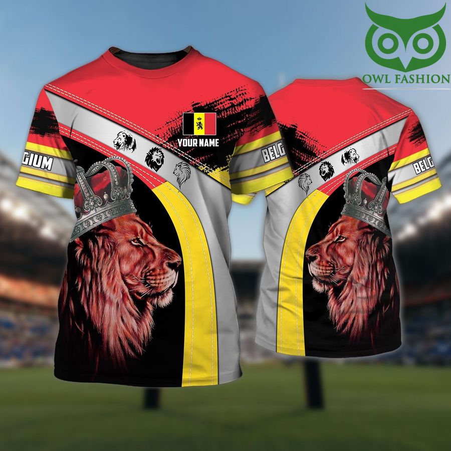 BELGIUM lion wears crown Personalized Name 3D TShirt 