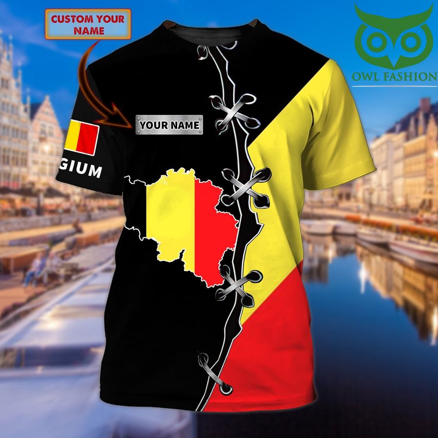 BELGIUM flag Personalized Name 3D T Shirt 