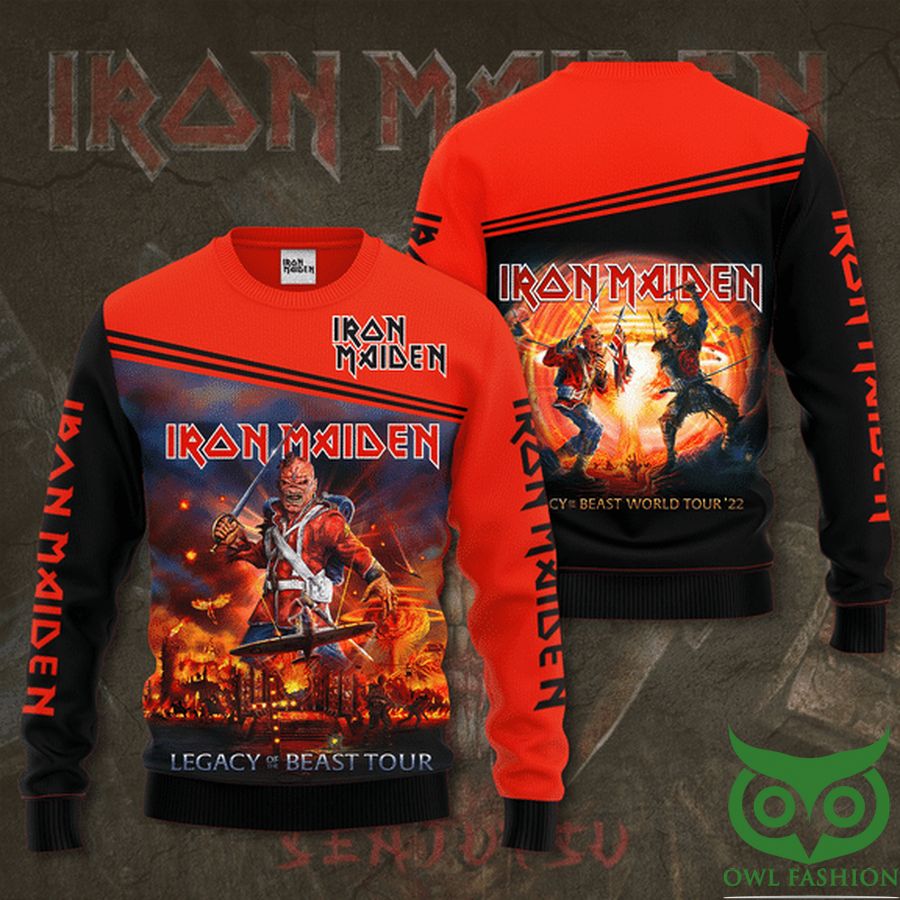 Iron Maiden Beast Tour Fire Red Black 3D Sweatshirt