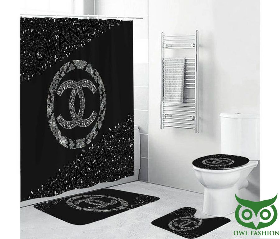 Luxury Chanel Glossy Gray and Black Twinkle Window Curtain