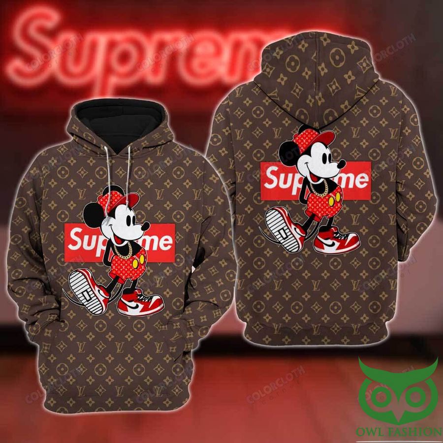 Luxury Louis Vuitton Supreme Mickey Mouse 3D Hoodie