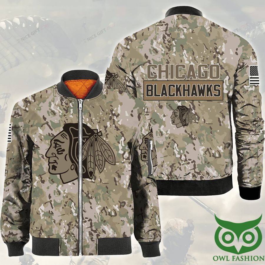 NHL Chicago Blackhawks Camouflage Bomber Jacket