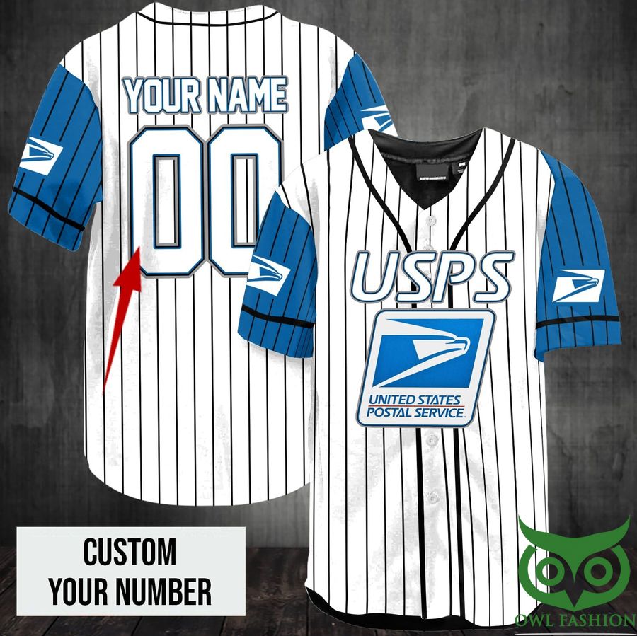 Customized Blue White Postal Baseball Jersey Shirt