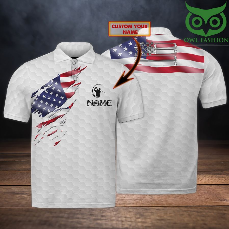 Golf USA flag Personalized Name 3D Polo Shirt 