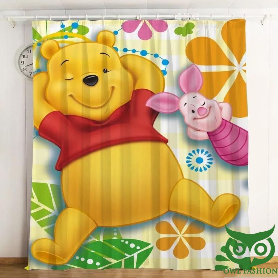 Winnie The Pooh And Baby Pig 3D Printed Window Curtain