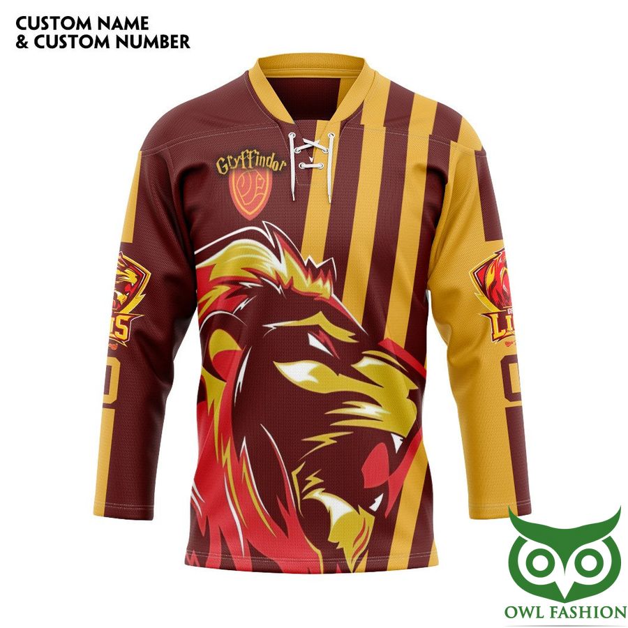 Harry Potter Gryffindor Lion Quidditch Team Custom Name Number Hockey Jersey
