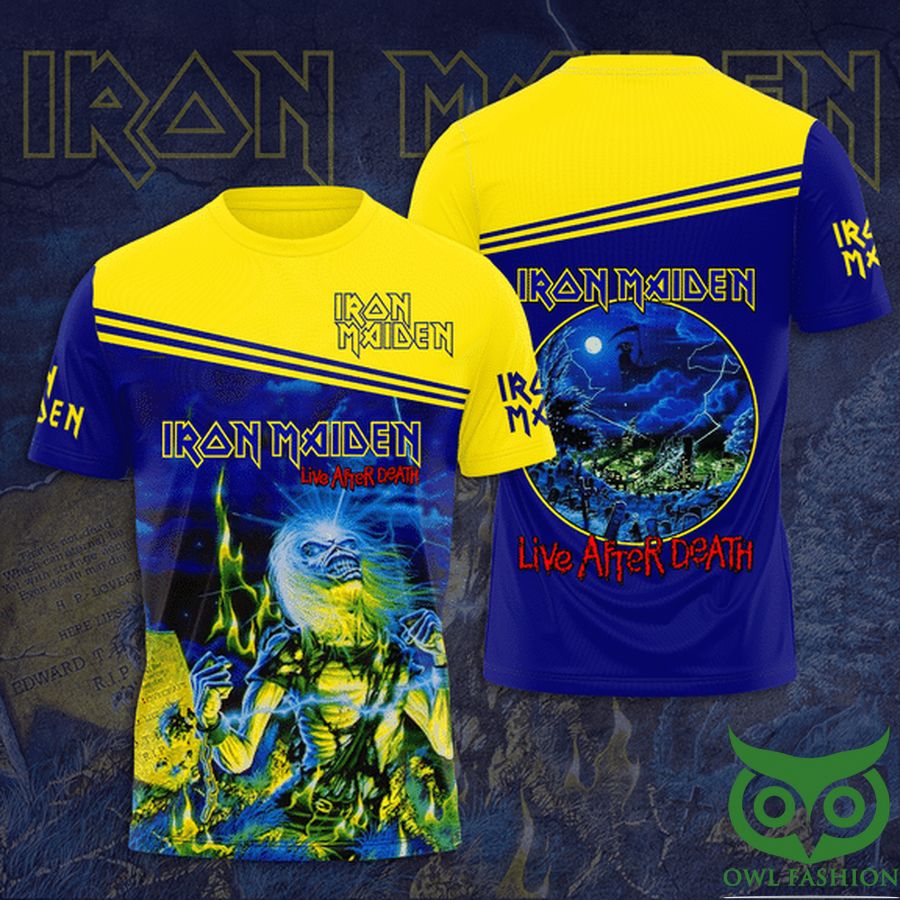 Iron Maiden Live After Death Blue Yellow 3D T-Shirt