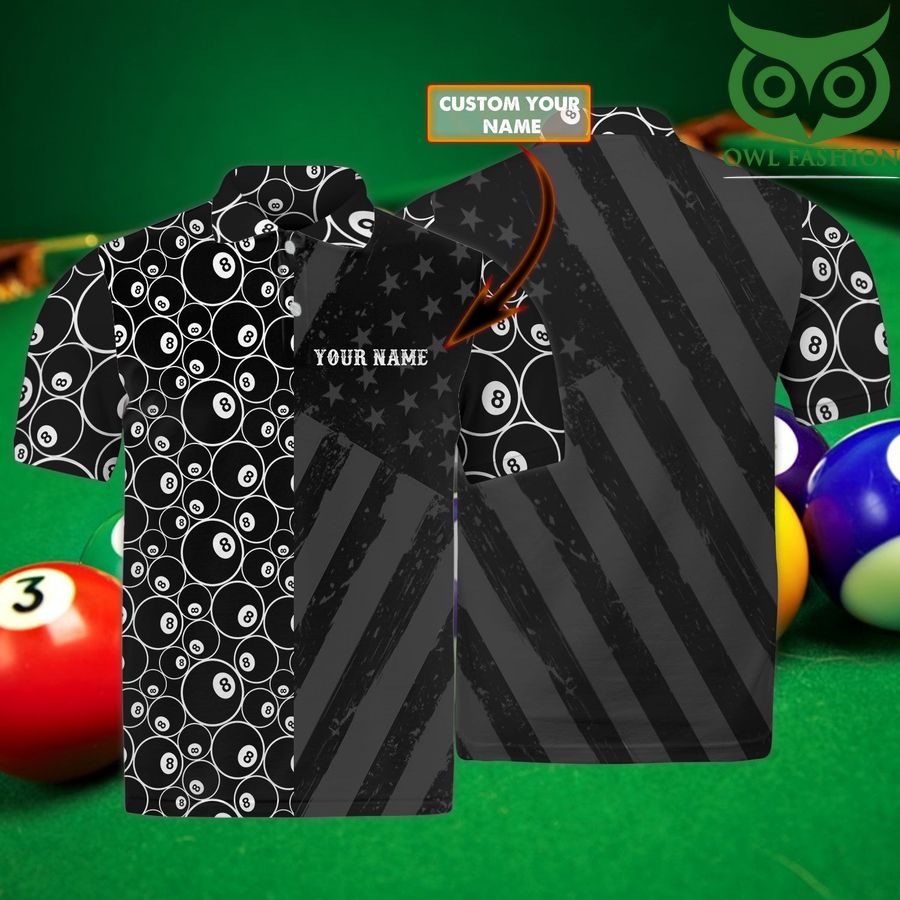 BILLIARD black America flag ball pattern personalized 3D Polo shirt