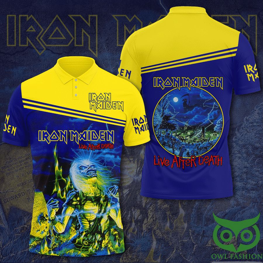 Iron Maiden After Death Blue Yellow 3D Polo Shirt