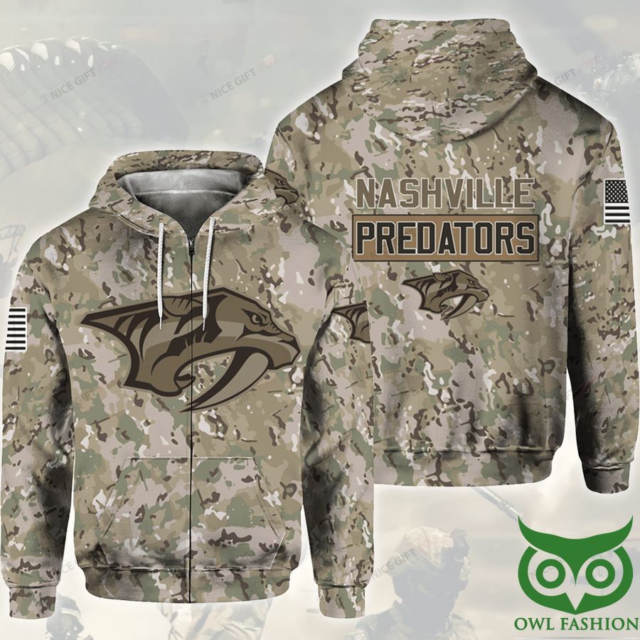 NHL Nashville Predators Camouflage 3D Zip Hoodie