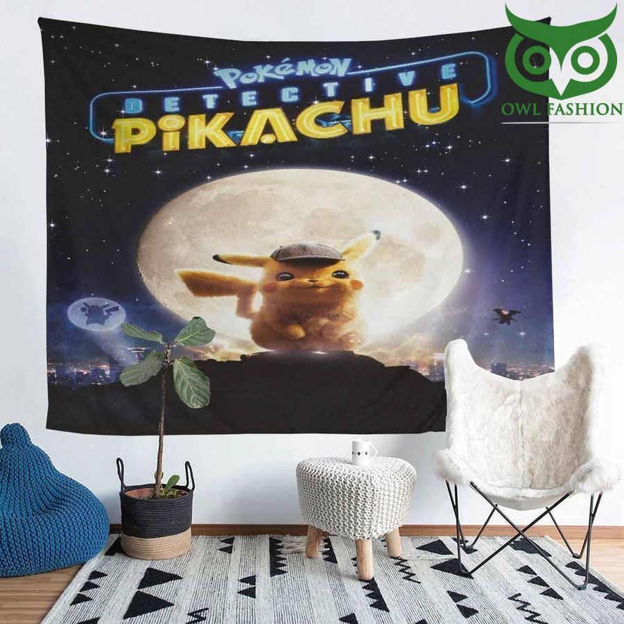 Pikachu And Full Moon At Night Gift For Fans Shower Curtain 