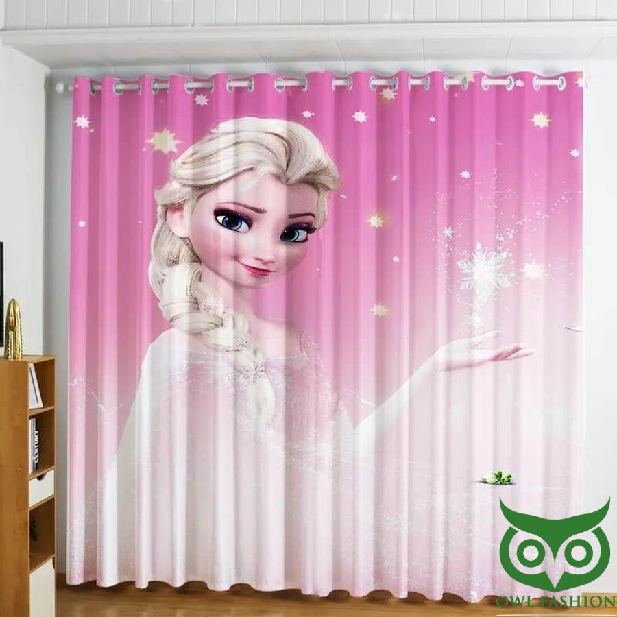 Pink Frozen Princess Elsa 3D Printed Windows Curtain