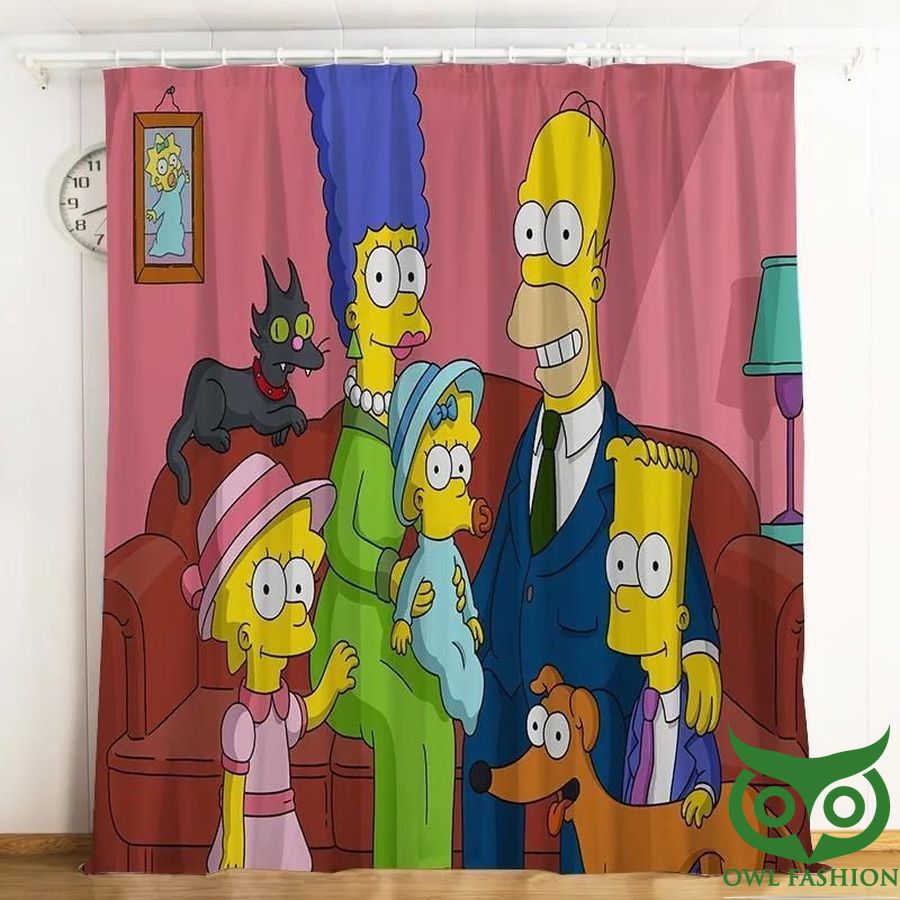 The Simpsons Family Well Dressed And Pink House Window Curtain