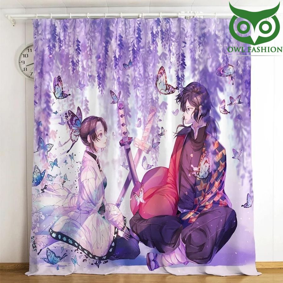 Demon Slayer Kimetsu Purple Love 3d Printed Shower Curtain 