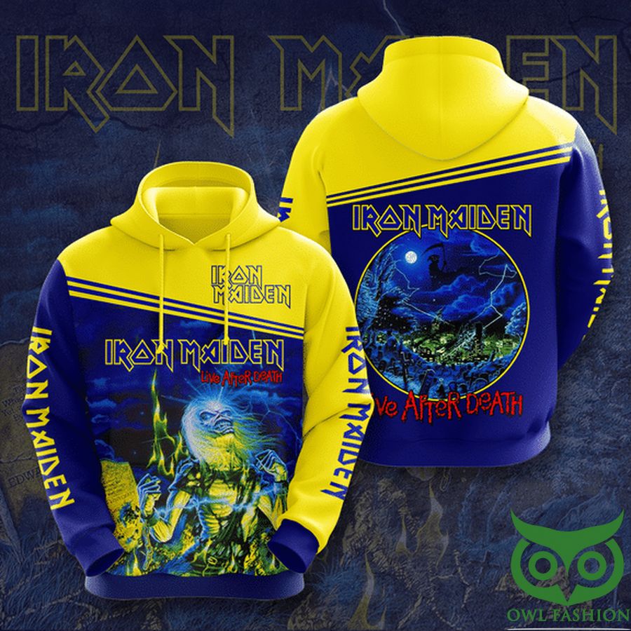 Iron Maiden Live Yellow and Blue Monster 3D Hoodie