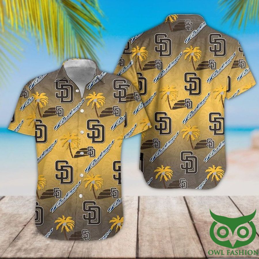 San Diego Padres Gray Yellow Gradient Hawaiian Shirt