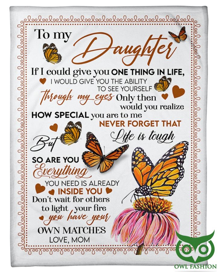 To my daughter butterfly and flower white fleece blanket