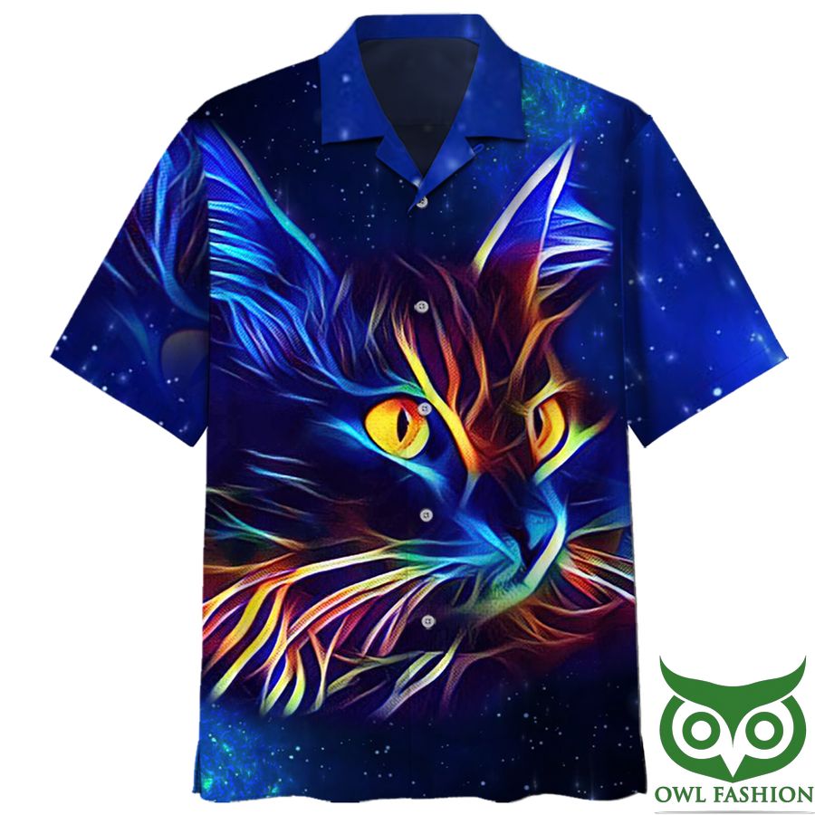 Must Love Cats Blue Gradient Hawaiian Shirt