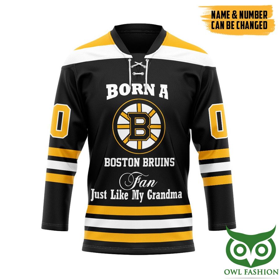 NHL Born A Boston Bruins Grandma Custom Name Number Hockey Jersey