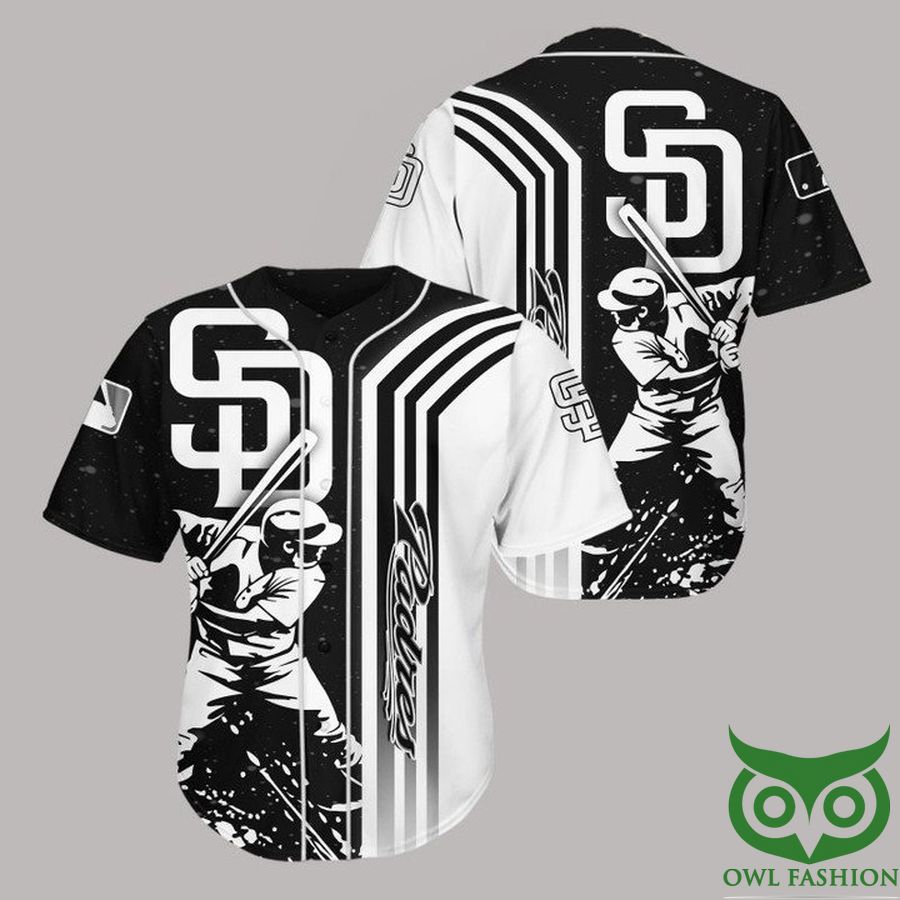 San Diego Padres Black n White Baseball Jersey Shirt