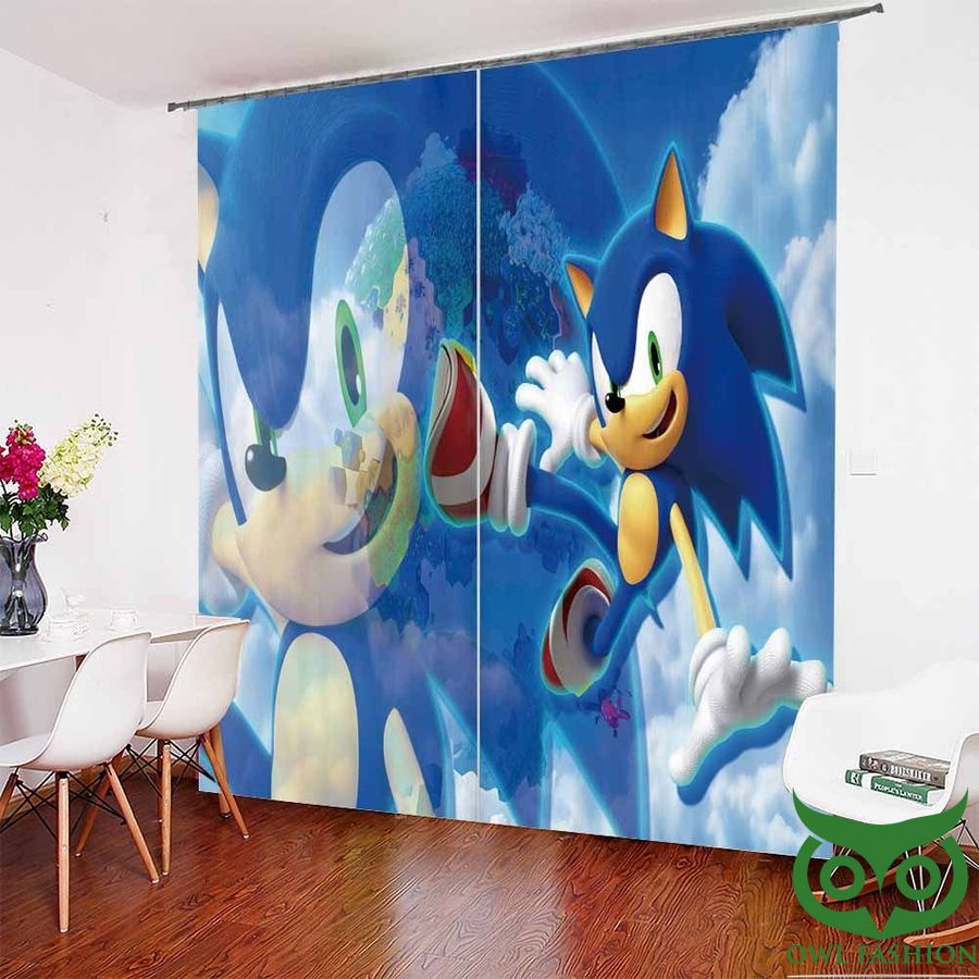 White Clouds Blue Sky Sonic Window Curtain