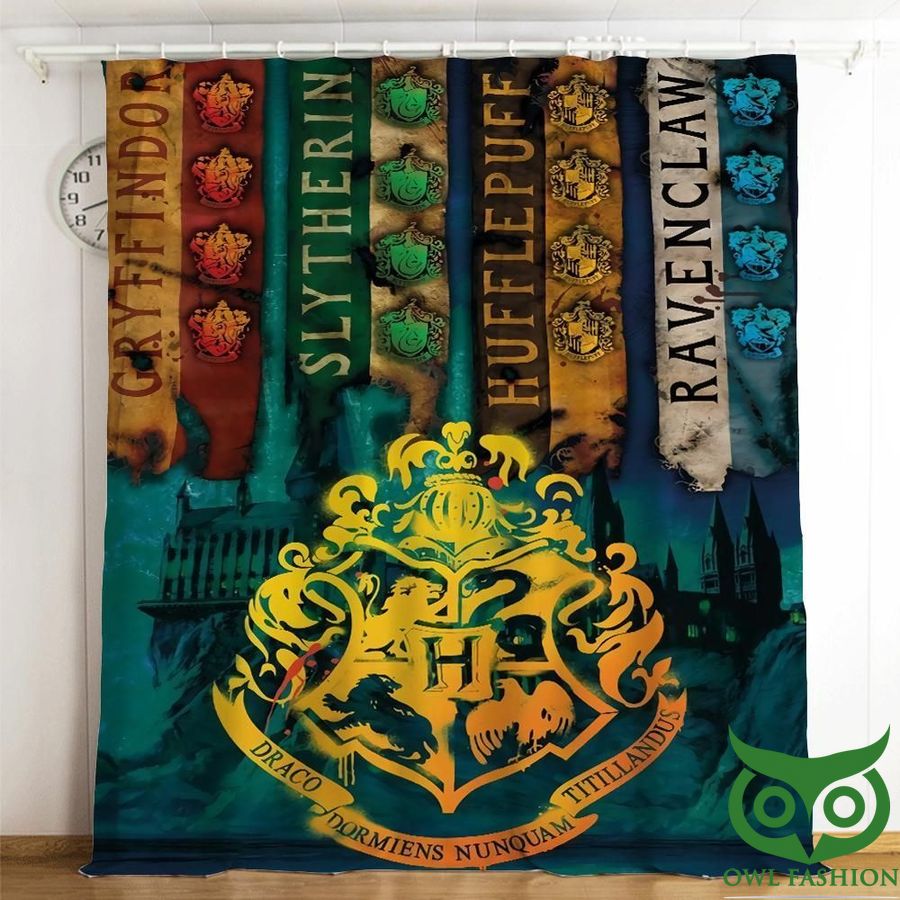 Harry Potter 4 House Logo Hogwarts Printed Window Curtain
