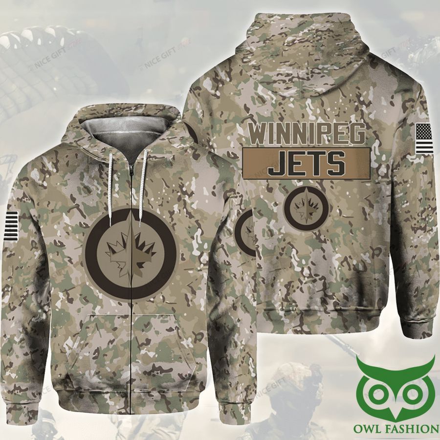 NHL Winnipeg Jets Camouflage 3D Zip Hoodie